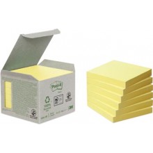 6541BR:Post-it Notes gerecycleerd, ft 76 x 76 mm, geel, 100 vel, pak van 6 blokken
