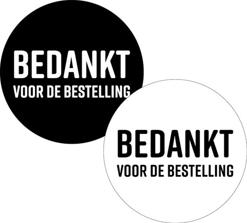 KP étiquette "Bedankt voor de bestelling", diamètre 40 mm, 2 variantes, rouleau de 250 pièces