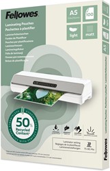 Fellowes pochette à plastifier 50 % recyclée, mate, ft A5, paquet de 100 pièces