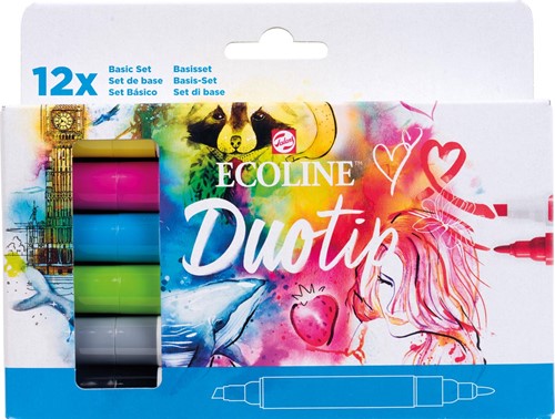 Talens Ecoline Duotip Brush pen, étui de 12 pièces, base