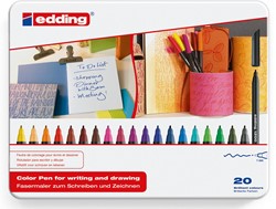 Edding viltstift e-1200 20 stiften in een metalen doos