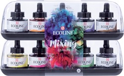 Talens Ecoline peinture à l'eau flacon de 30 ml, set de 10 flacons en couleurs assorties