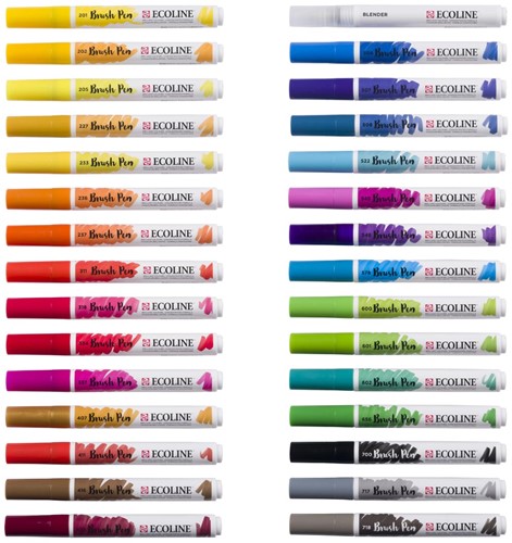 Talens Ecoline Brush pen, étui de 30 pièces, set Primaire-2