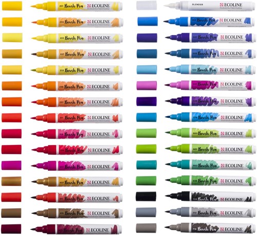 Talens Ecoline Brush pen, étui de 30 pièces, set Primaire-3