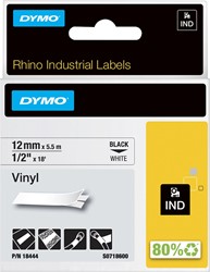 Dymo RHINO ruban vinyl 12 mm, noir sur blanc