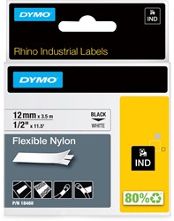 Dymo RHINO ruban flexible nylon 12 mm, noir sur blanc