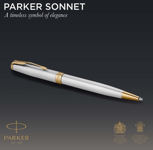 Parker Sonnet balpen, Stainless Steel GT, medium, in giftbox-1