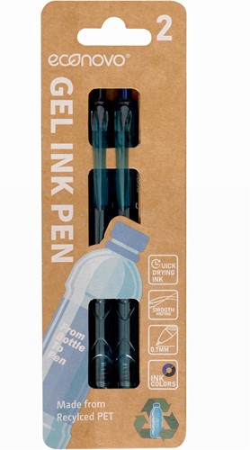 Econovo roller à encre gel, 0,7 mm, blister de 2 pièces, noir-bleu