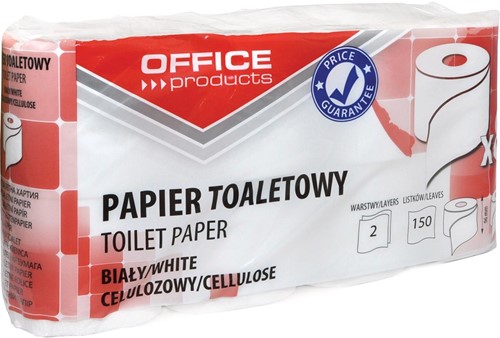 OFFICE products toiletpapier, 2-laags, 150 vel, wit, pak van 8 rollen