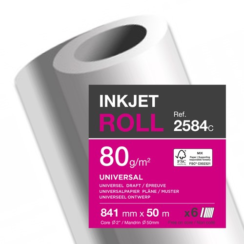 Rol Inkjet Universel 841mm x 50m 80g 2584