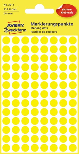 Avery Etiquettes ronds diamètre 8 mm, jaune, 416 pièces