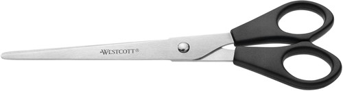 Westcott ciseaux, ft 17,1 cm, droite en gauche, bouts rond, inox, noir, blister de 1 pièce