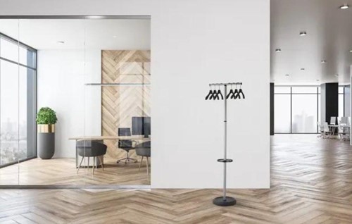 Porte-manteau avec standard, avec 6 cintres noirs-3