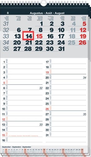 Calendrier mois Memo-Manager, 4 langues, 2027-2