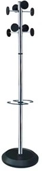 Kapstok met parapluhouder, 8 haken, zwart