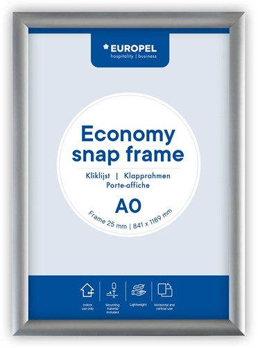 Europel cadre porte-affiche Economy, 25 mm, ft A0, argent