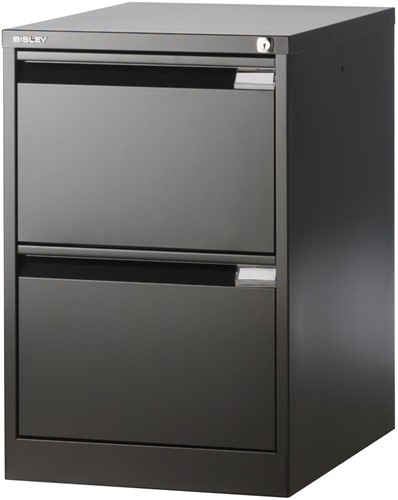 Bisley hangmappenkast, ft 71,1 x 47 x 62,2 cm (h x b x d), 2 laden, zwart