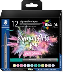 Staedtler Pigment Arts brush pen, étui de 12 pièces, Pastel Colours