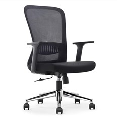 Chaise de bureau ergonomique, base en aluminium, noir, paquet de 2 chaises