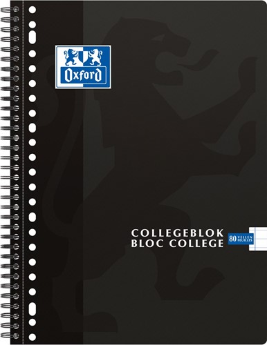 Oxford School bloc collège, ft A4+, 160 pages, 23 trous, marge, ligné, noir