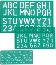 Linex lettersjabloon set met 3 stuks, in een ophangetui