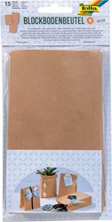 Folia papieren zak, 100 x 55 x 175 mm, pak van 15 stuks, kraft