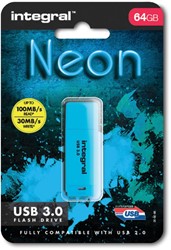 Integral Neon clé USB 3.0, 64 Go, bleu