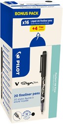 Pilot feutre V-Sign Pen, boîte de 16 + 4 pièces, noir
