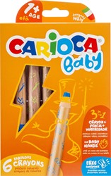 Carioca crayon de couleur Baby 3-en-1, couleurs assorties, 6 pièces en étui cartonné