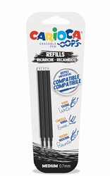 Carioca Oops navulling, medium, zwart, blister van 3 stuks