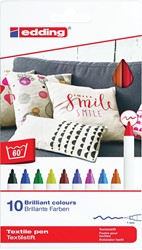 Edding feutre textile 4600, set de 10 stuks en couleurs assorties