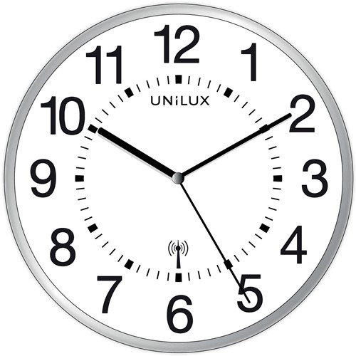 Unilux Mai Wave horloge murale, radiopilotée, diamètre 37,5 cm, gris-blanc