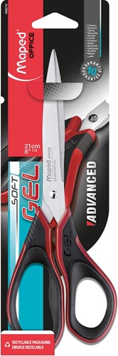 Maped ciseaux Advanced Softgel, ft 21 cm, droite, bouts pointus, inox, noir/rouge, blister de 1 pièce-2