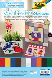 Folia feutrine adhésive ft 20 x 30 cm, paquet de 10 feuilles en couleurs assorties