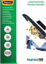 Fellowes pochette à plastifier Impress100 ft A3, 200 microns (2 x 100 microns), paquet de 100 pièces