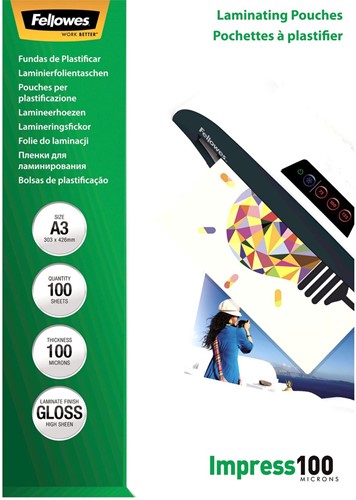 Fellowes lamineerhoes Impress100 ft A3, 200 micron (2 x 100 micron), pak van 100 stuks