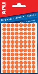 Apli ronde etiketten in etui diameter 8 mm, fluo oranje, 288 stuks, 96 per blad (2080)