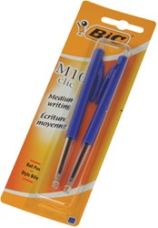 Bic balpen M10 Clic, medium punt, blauw, blister van 2 stuks