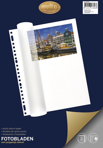 Multo papier photos, ft A4, 23-trous, paquet de 20 feuilles