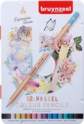 Bruynzeel kleurpotloden Expression, metalen doos van 12 stuks , pasteltinten