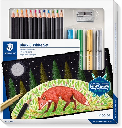 Staedtler set noir et blanc, set de 17 pièces