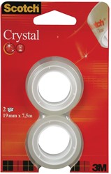 Scotch ruban adhésif Crystal, ft 19 mm x 7,5 m, blister de 2 rouleaux