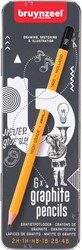 Bruynzeel crayon, boîte en metal de 6 pièces en duretés assorties