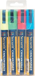 Securit krijtmarker medium, blister met 4 stuks in geassorteerde kleuren