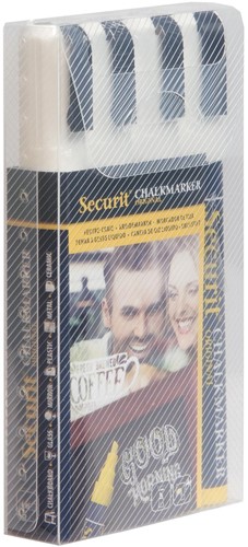 Securit krijtmarker medium wit, blister met 4 stuks-2