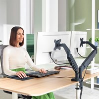 Leitz Ergo ruimtebesparende monitorarm, dubbel, grijs-6