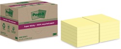 Post-it Super Sticky Notes Recycled, 70 vel, ft 76 x 76 mm, geel, pak van 12 blokken