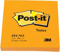 Post-it Notes, 100 feuilles, ft 76 x 76 mm, orange néon