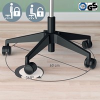 Leitz Ergo actieve Zitkruk met comfortzitting, met wieltjes, zwart-1