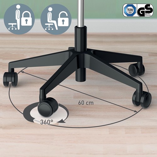 Leitz Ergo actieve Zitkruk met comfortzitting, met wieltjes, zwart-1